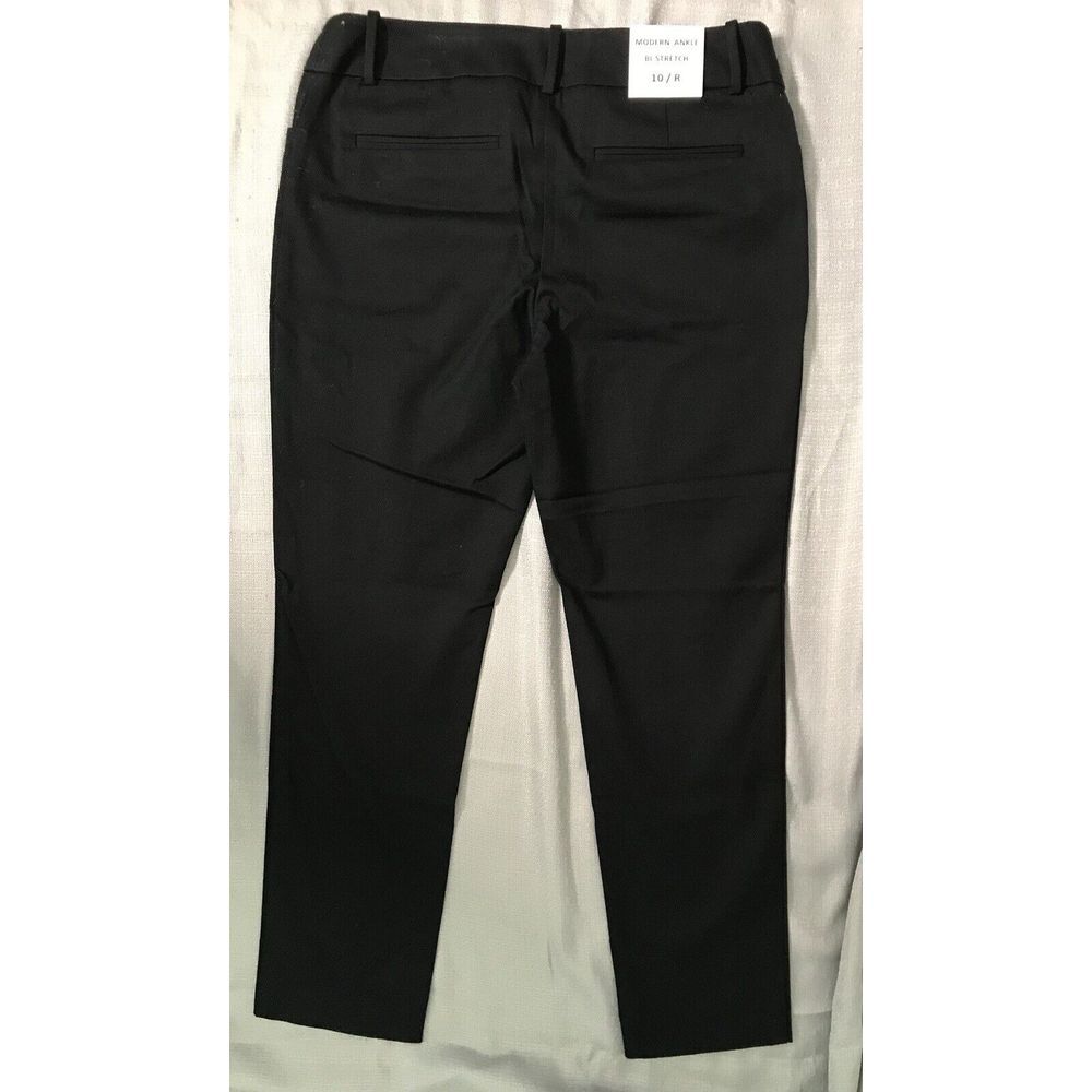 TRIXIE + LULU WOMEN MODERN ANKLE BLACK‎  TWILL CROP ANKLE PANTS Size 10 - Picture 2 of 8